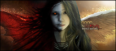 Good vs Evil angel/demon signature art with fiery wings