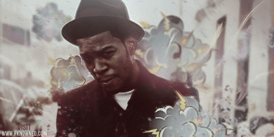 Classic fedora-clad portrait GFX with smoke and floral splatter
