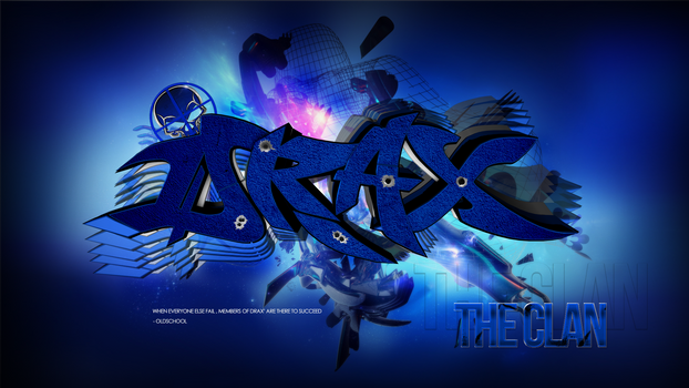 Bold blue graffiti-style GFX art for 'The Clan'