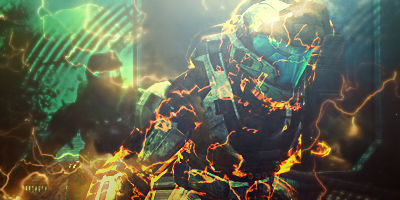 Fiery armored warrior GFX with electric lightning effects