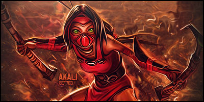 Fiery Akali GFX signature from League of Legends fan art