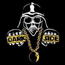 Darth Vader rocking a bling gold chain, dark side style