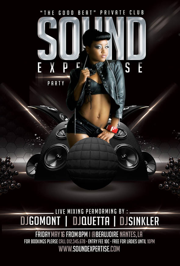 Sleek club flyer art with striking DJ party design