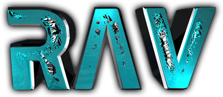 Shattered teal 3D 'RAV' text art