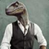 Sharp-dressed raptor avatar, forum profile pic vibes