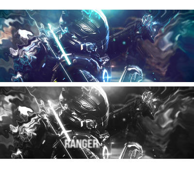 Futuristic ranger warrior GFX with electric energy effects