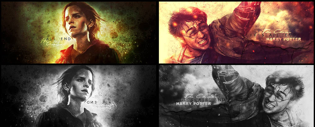 Harry Potter GFX signature with color and grayscale versions