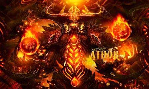 Fiery demon lord signature blazing with molten intensity