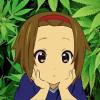 Anime girl avatar resting chin on hands, leafy backdrop