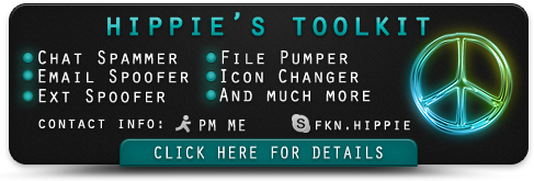 Classic hacking-forum toolkit ad with neon peace sign