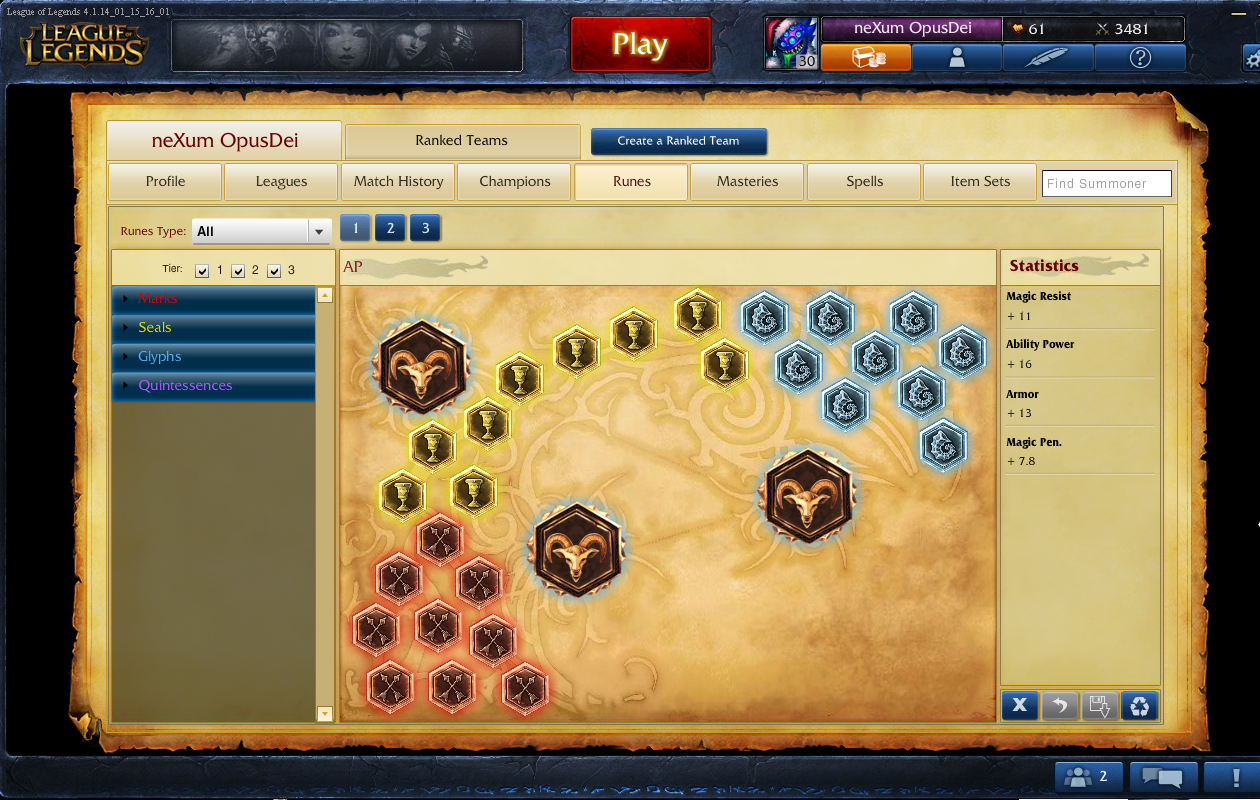 League of Legends rune page screenshot for account sale