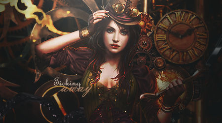 Steampunk beauty signature art, ticking away in style