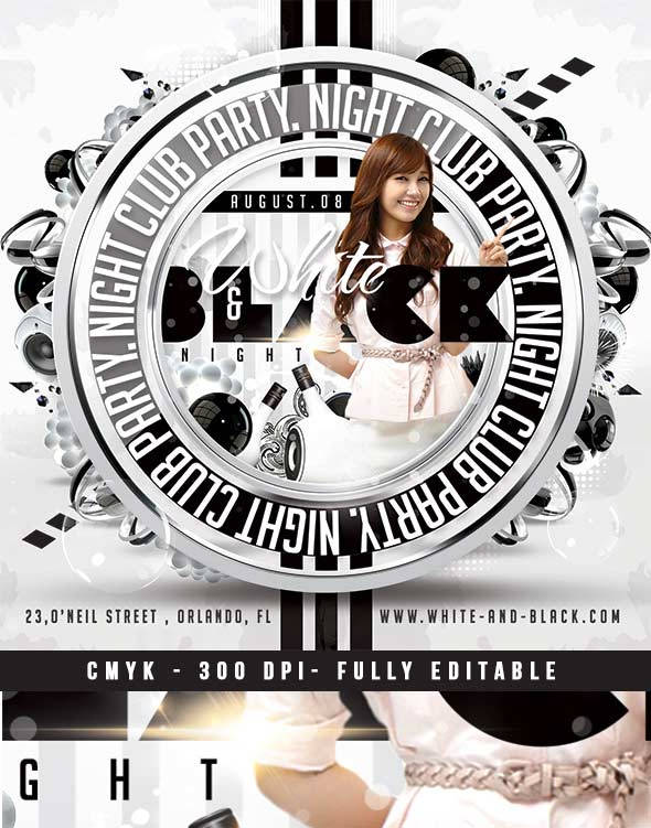 Black & white night club party flyer design