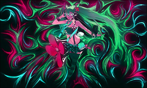 Vivid swirling anime GFX art with vibrant colors