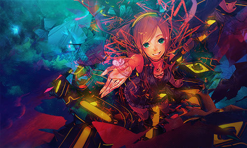 Colorful anime GFX art with vibrant abstract effects
