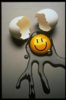 Cracked egg smiley face dripping — classic wholesome forum meme