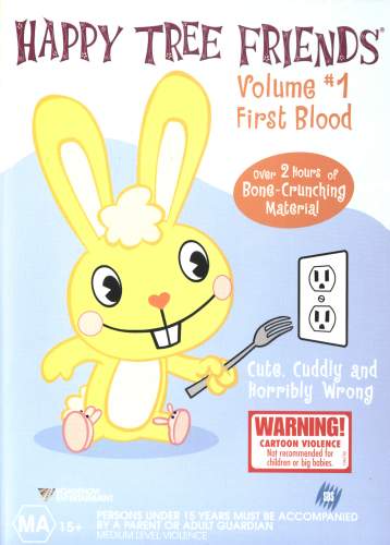Happy Tree Friends DVD cover, cute but violent nostalgia