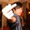 Classic middle-finger photo, a defiant forum profile pic
