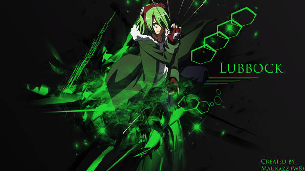 Lubbock anime GFX with green shatter effects and hexagons