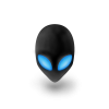 Classic Alienware alien-head logo, glowing blue eyes
