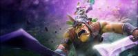 Epic warrior character art with dramatic purple lightning effects