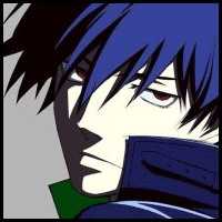 Blue-haired anime character avatar, classic forum profile pic