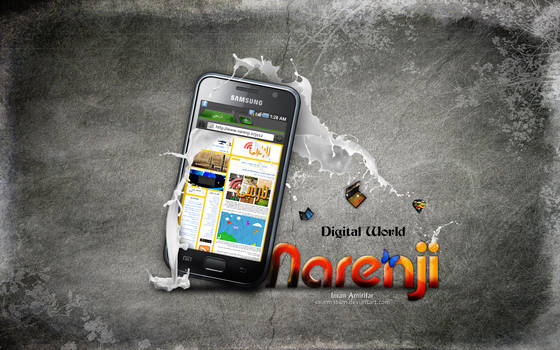 Samsung phone splash art for 'Digital World Narenji' design