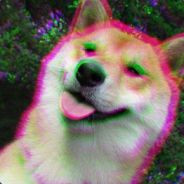 Glitchy doge with trippy chromatic aberration vibes