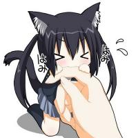 Cat-eared anime girl chibi avatar, biting a hand