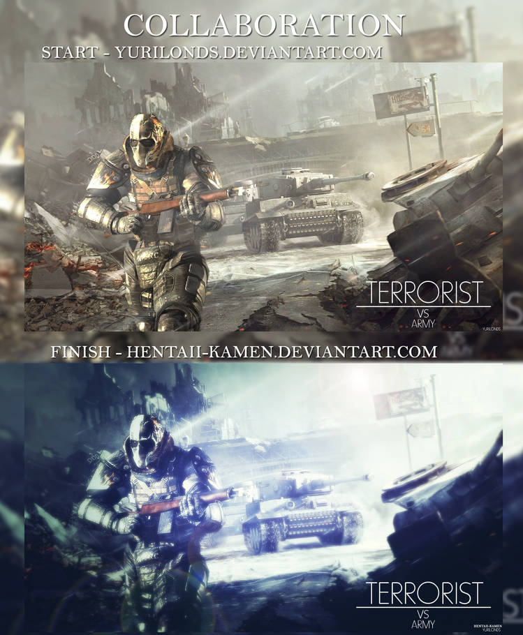 Terrorist vs Army collab GFX, sketch to final render