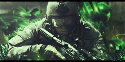 Tactical soldier GFX signature with eerie green smoke effects