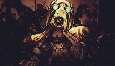Borderlands psycho mask GFX art, gritty gas-mask edit