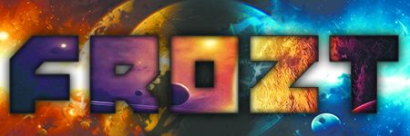 Cosmic space-themed 'FROZT' text art banner
