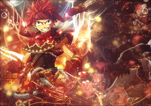 Fiery anime warrior GFX piece with glowing energy effects