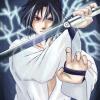 Anime swordsman avatar crackling with lightning energy