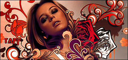 Classic swirly GFX signature with woman and red roses