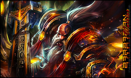 Epic warrior GFX art with fiery armor and glowing energy