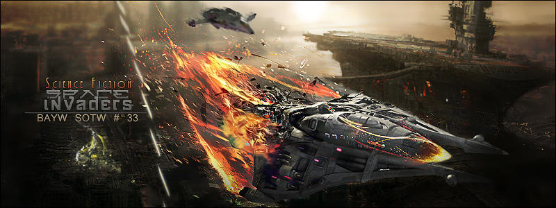 Sci-fi spaceship explosion GFX signature art