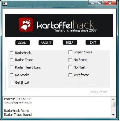 Retro CSS cheat menu: Kartoffelhack GUI in action