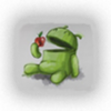 Android bot avatar munching a strawberry