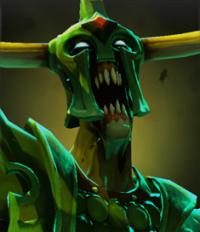 Fierce green creature avatar with glowing eyes and sharp teeth