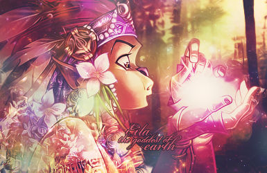 Ethereal goddess-of-earth digital art with glowing light in hand