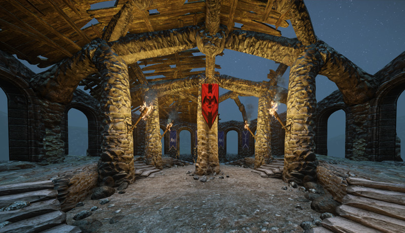 Torchlit medieval hall screenshot from Chivalry update news