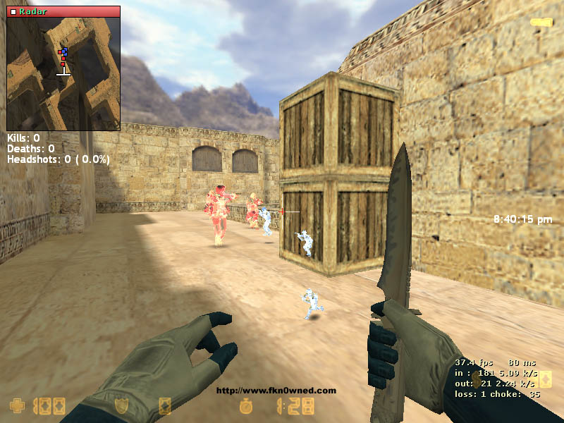 CS 1.6 knife-in-hand screenshot with FkNOwned watermark