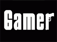 Retro 'Gamer' GFX art with pistol graphic
