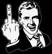 Classic middle-finger meme guy, forum troll favorite
