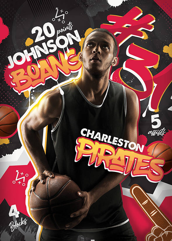 Charleston Pirates basketball poster GFX design