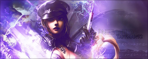 Lightning-charged warrior GFX signature with electric purple tones