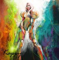 Colorful painted armored figure signature art