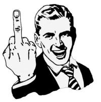 Classic middle-finger meme, forum troll-bait favorite